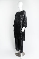 Vintage Mary McFadden Sheer Sequin Balloon Sleeve Tunic Dress Pant Set on Mannequin angle @ Recess