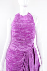 Vintage Mary McFadden Pleated Halter & Wrap Skirt Set on Mannequin front crop at Recess LA