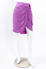 Vintage Mary McFadden Pleated Halter & Wrap Skirt Set on Mannequin skirt front at Recess LA