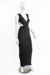 Vintage Mary McFadden Backless Surplice Cutout Plunge Dress on Mannequin angle at Recess Los Angeles