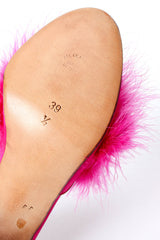 Vintage Maud Frizon Shocking Pink Marabou Mules sole at Recess Los Angeles