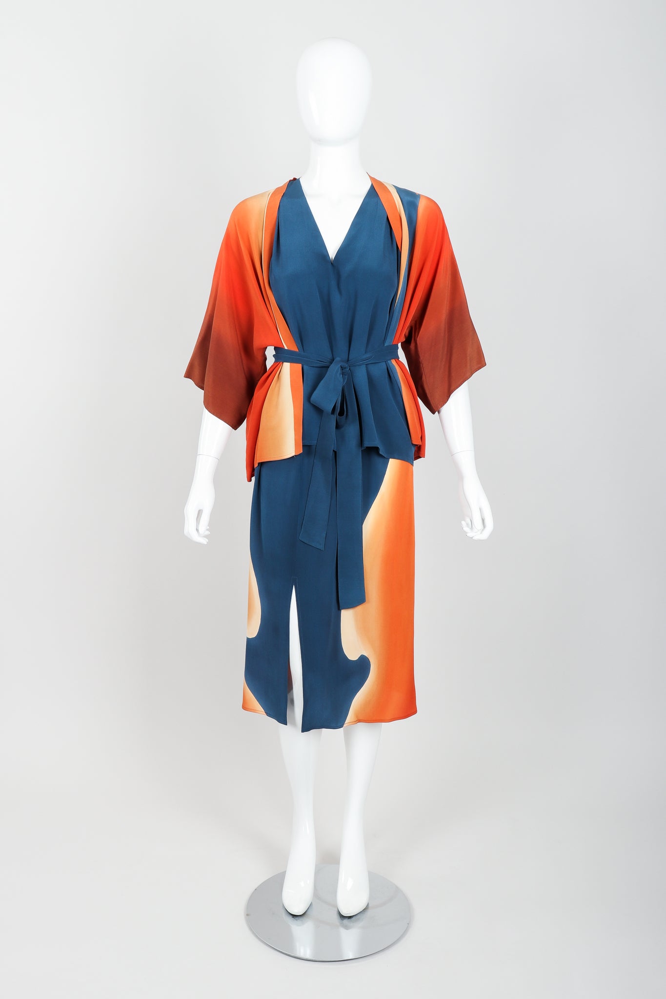 Vintage McKane Sunset Silk Kimono Set on mannequin front at Recess Los Angeles