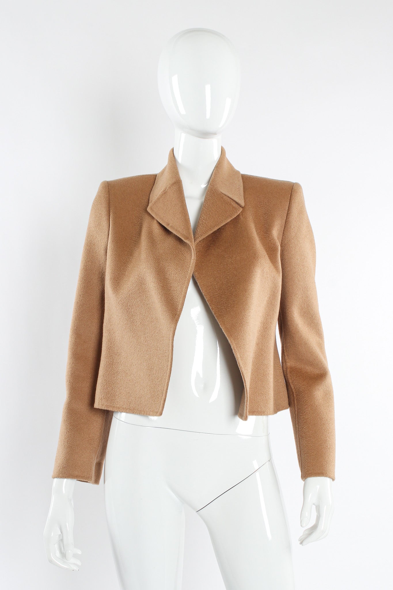 Vintage Michael Kors Camel Cashmere Jacket & Skirt Set mannequin jacket front @ Recess LA