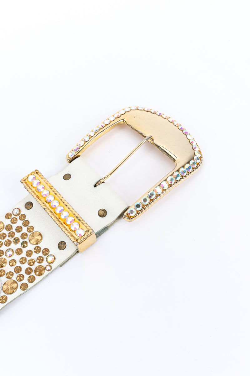 Vintage Michael Morrison MX Pearl Crystal Studded Leather Belt buckle @ Recess LA