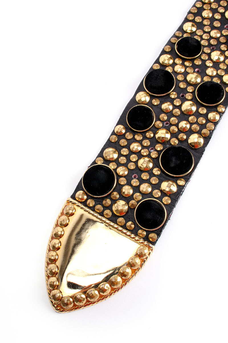 Vintage Michael Morrison Wide Velvet Studded Leather Belt tail at Recess Los Angeles