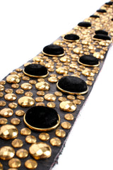 Vintage Michael Morrison Wide Velvet Studded Leather Belt detail at Recess Los Angeles