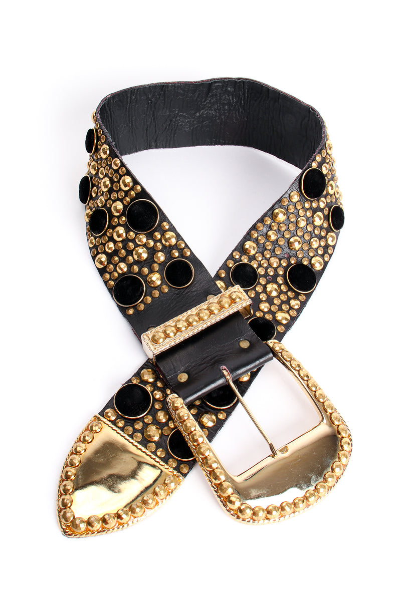 Vintage Michael Morrison Wide Velvet Studded Leather Belt at Recess Los Angeles