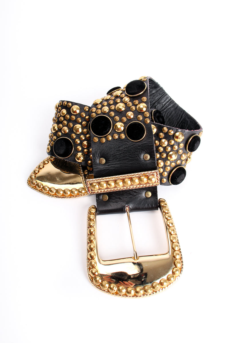 Vintage Michael Morrison Wide Velvet Studded Leather Belt at Recess Los Angeles