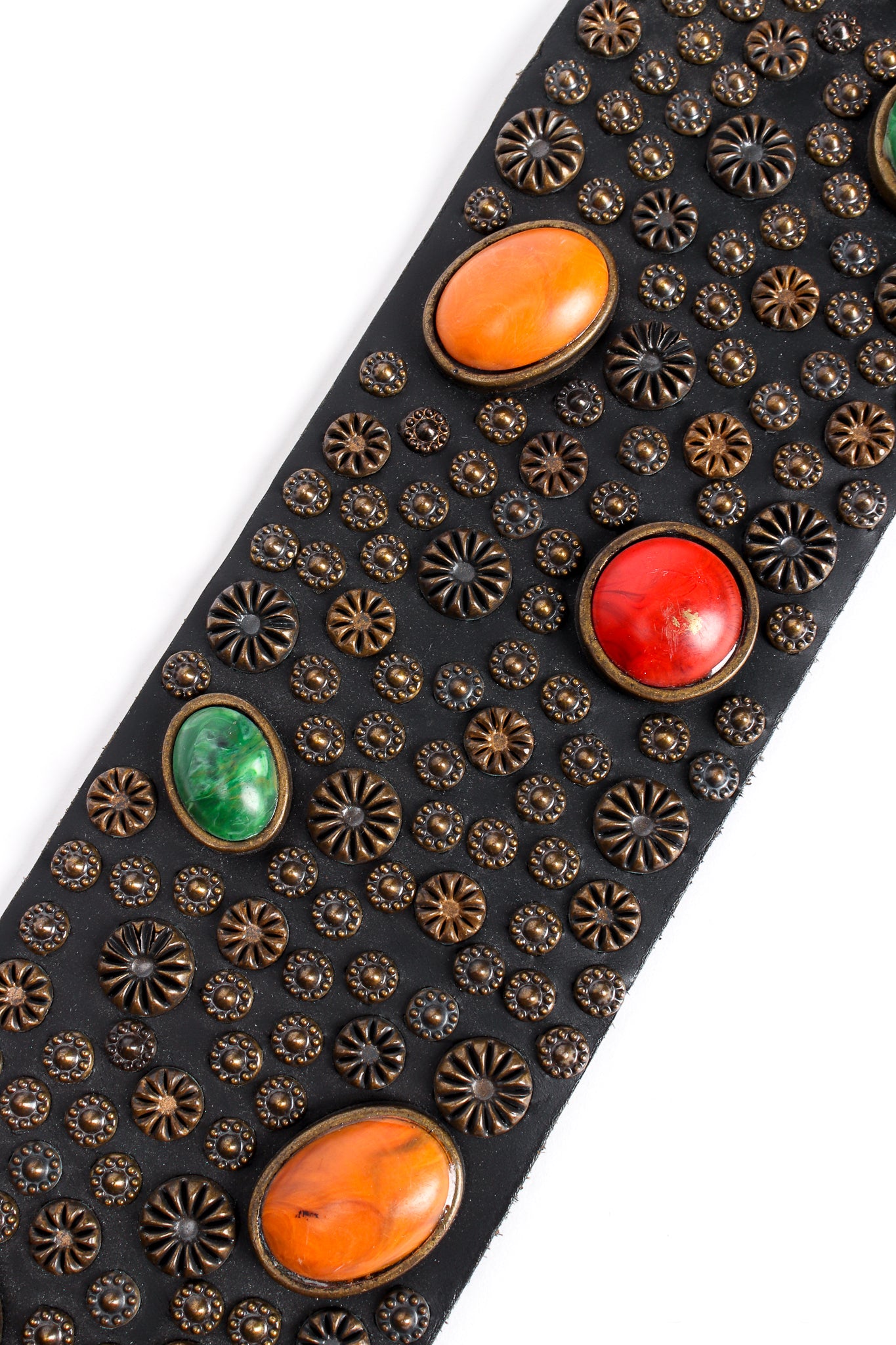 Vintage Michael Morrison MX Extra-Wide Stone Studded Belt detail at Recess Los Angeles