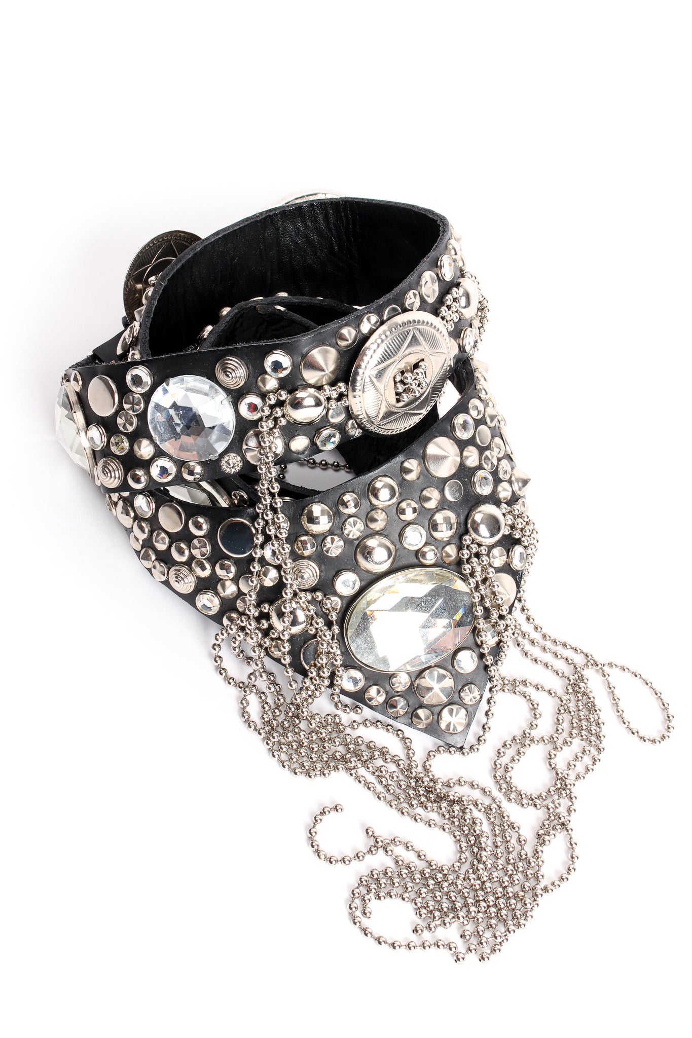 Vintage Michael Morrison Studded Chain Fringe Belt roll at Recess Los Angeles