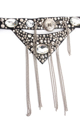 Vintage Michael Morrison Studded Chain Fringe Belt detail at Recess Los Angeles