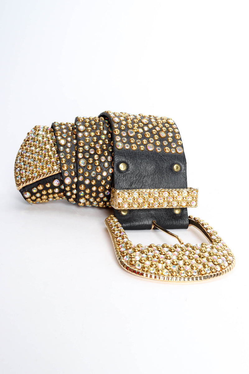 Vintage Michael Morrison Thousand Shimmer Leather Belt ab crystal details @ Recess LA