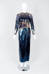 Vintage Mignon Midnight Sequined Column Gown on Mannequin front at Recess Los Angeles