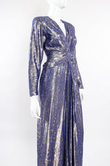 Vintage Mignon Rose Brocade Waist Wrap Dress on Mannequin angle at Recess Los Angeles