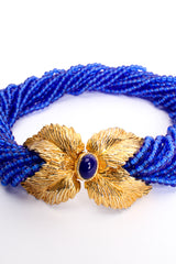 Vintage Mimi Di N Beaded Cobalt Leaf Collar Necklace at Recess Los Angeles