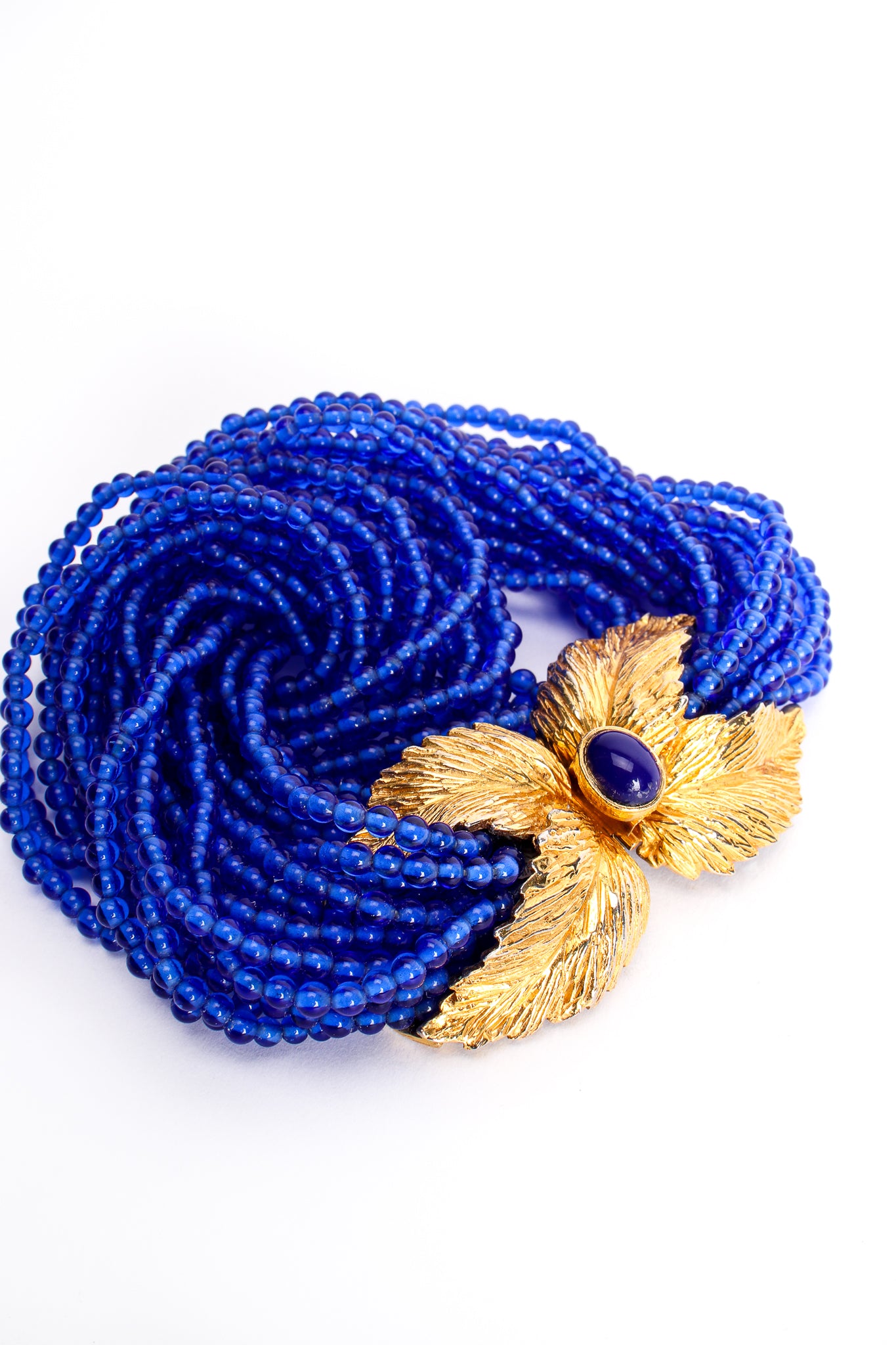 Vintage Mimi Di N Beaded Cobalt Leaf Collar Necklace at Recess Los Angeles