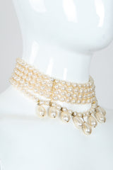 Vintage Miriam Haskell 5-Strand Pearl Fringe Choker Necklace on Mannequin at Recess Los Angeles