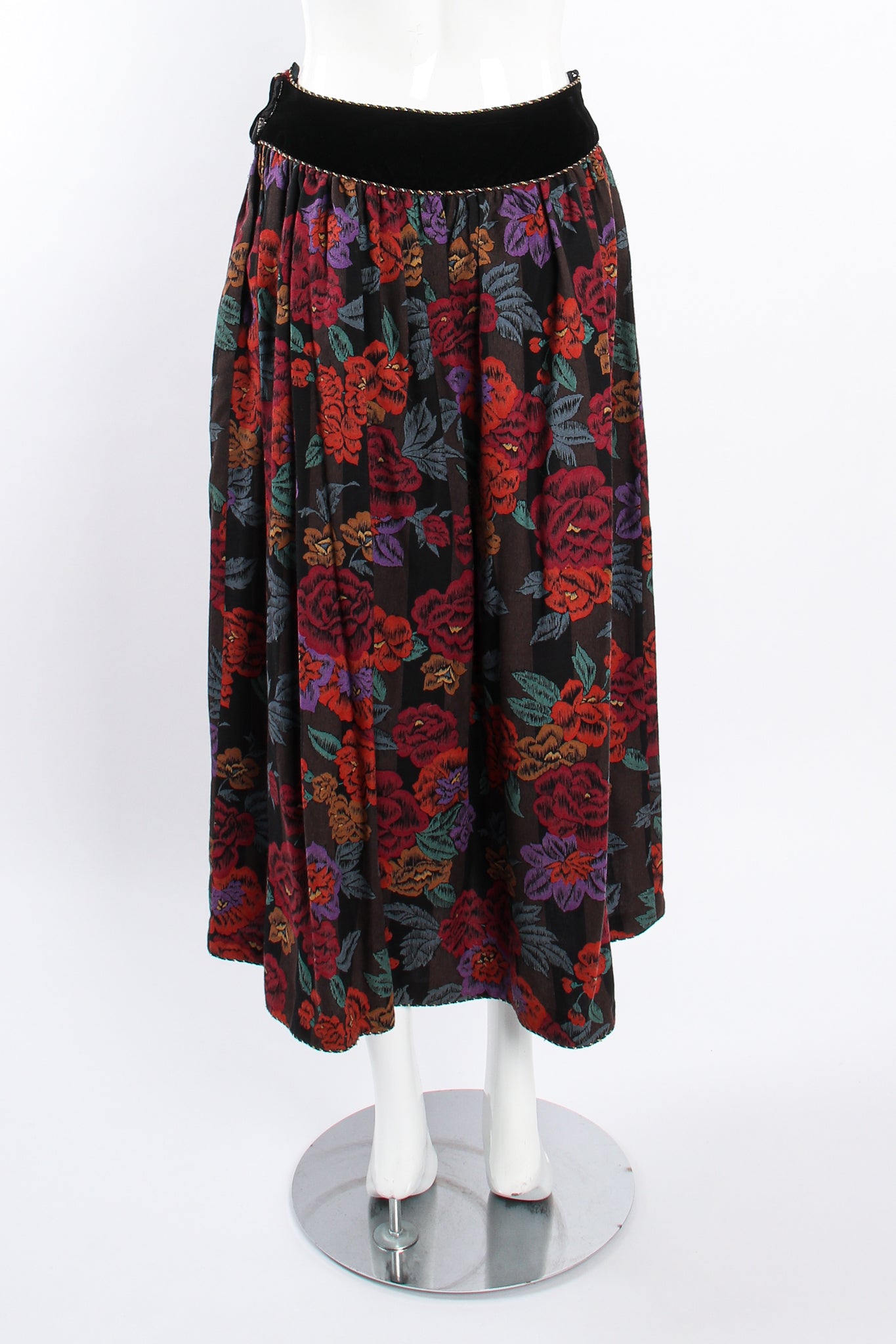 Vintage Miss O Oscar de la Renta Floral Paisley Skirt Set on Mannequin back @ Recess LA