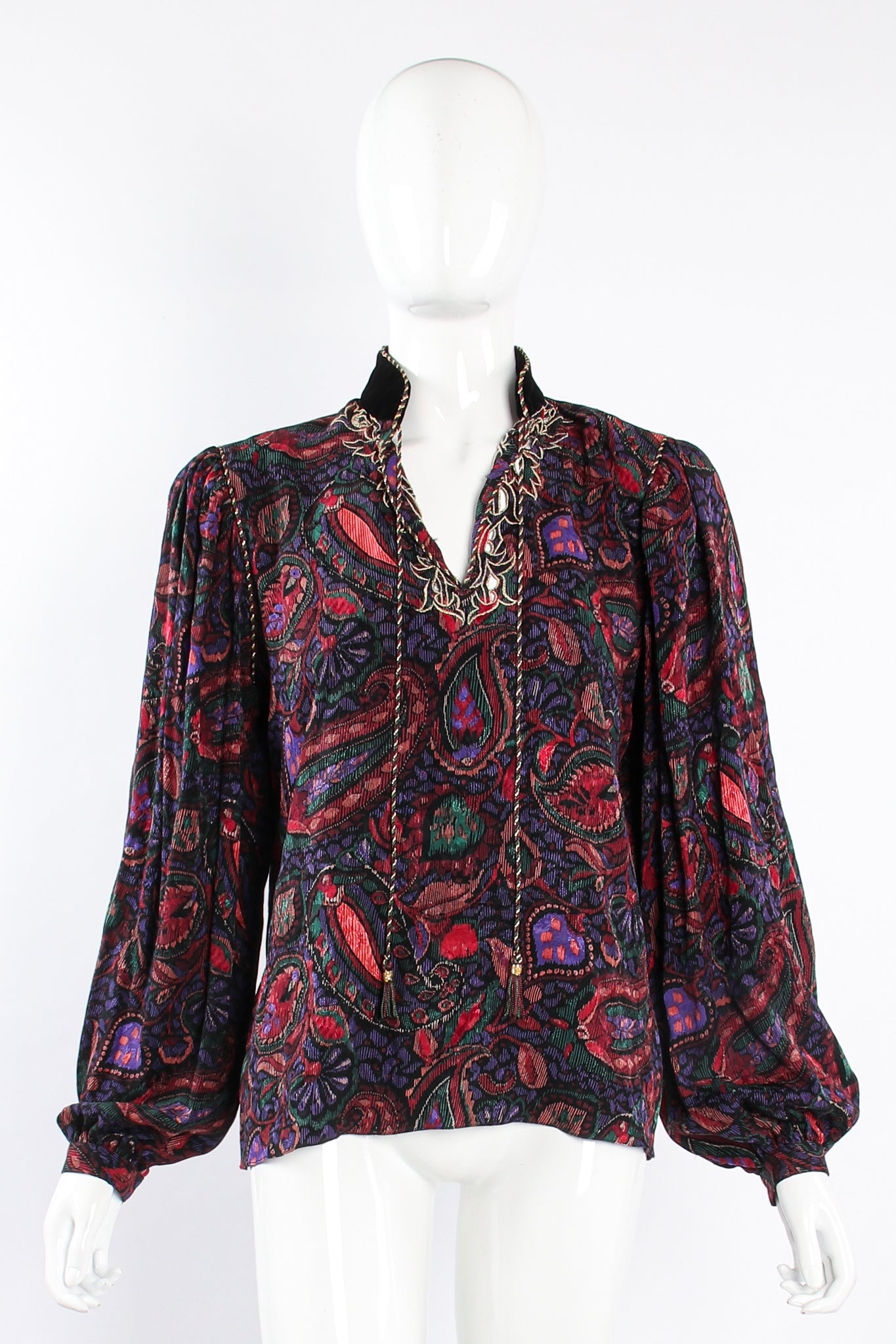 Vintage Miss O Oscar de la Renta Floral Paisley Blouse Set on Mannequin front @ Recess LA