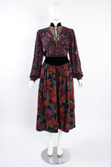 Vintage Miss O Oscar de la Renta Floral Paisley Blouse & Skirt Set on Mannequin front @ Recess LA