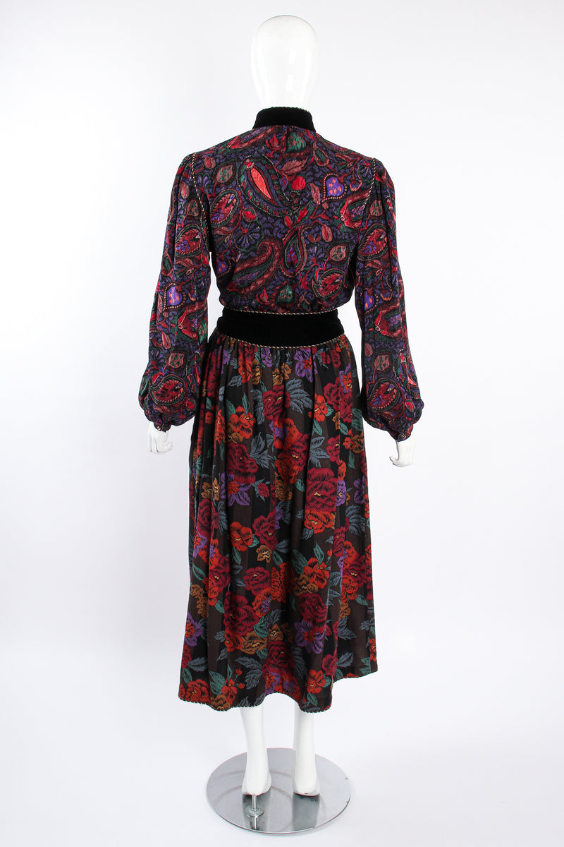 Vintage Miss O Oscar de la Renta Floral Paisley Blouse & Skirt Set on Mannequin back @ Recess LA