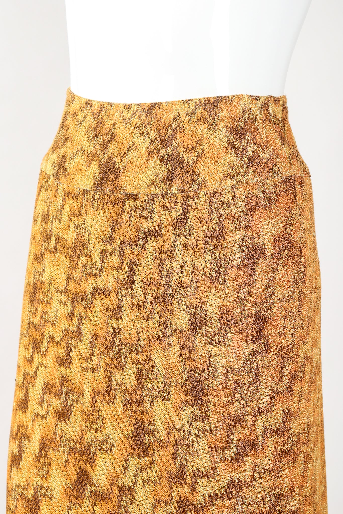 Recess Designer Consignment Vintage Missoni Golden Wavy Stripe Fiamma Knit Skirt Los Angeles Resale