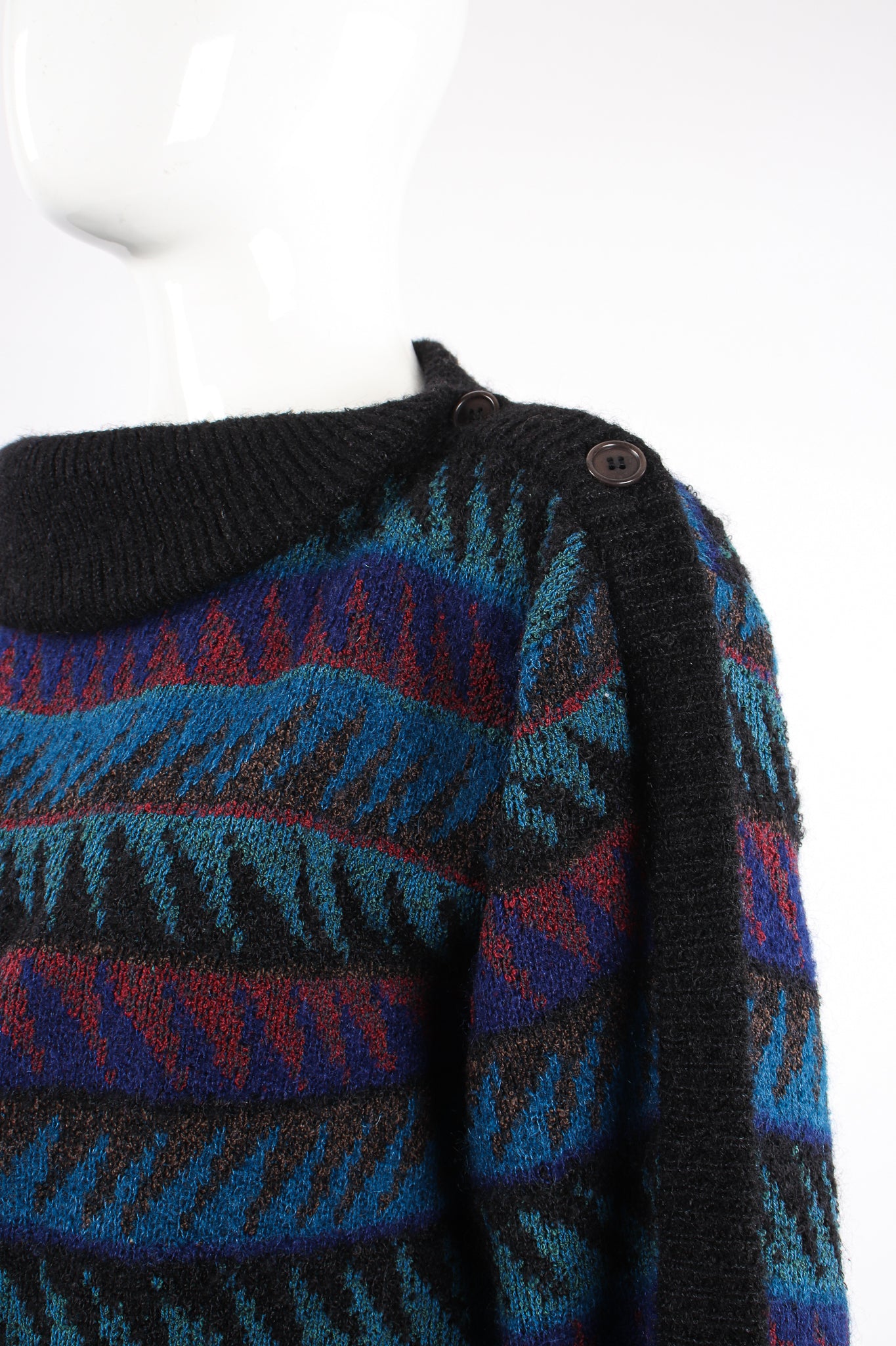 Vintage Missoni Sawtooth Stripe Bateau Sweater on Mannequin shoulder buttons at Recess Los Angeles