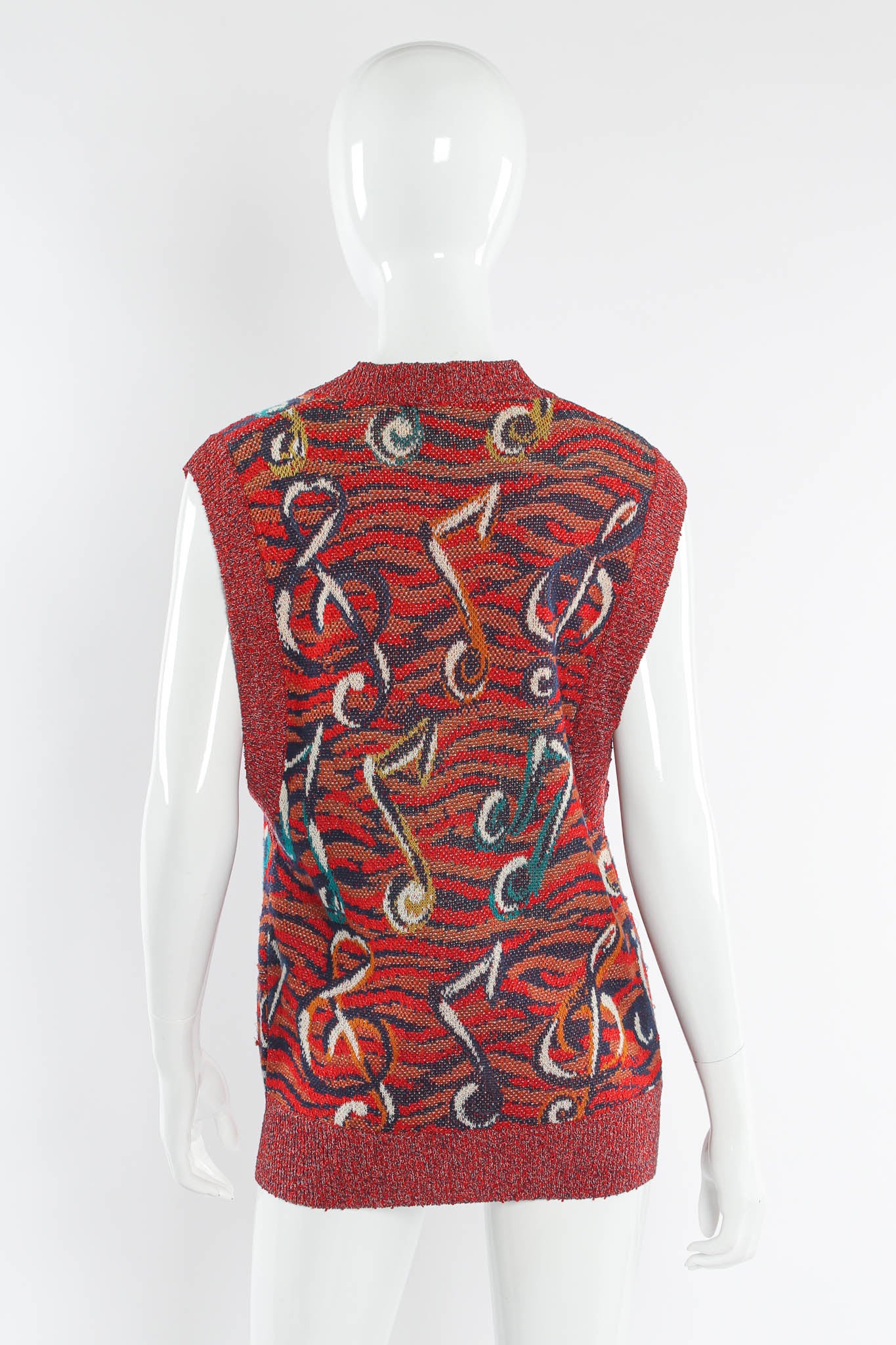 Vintage Missoni Musical Notes Print Knit Vest mannequin back @ Recess LA