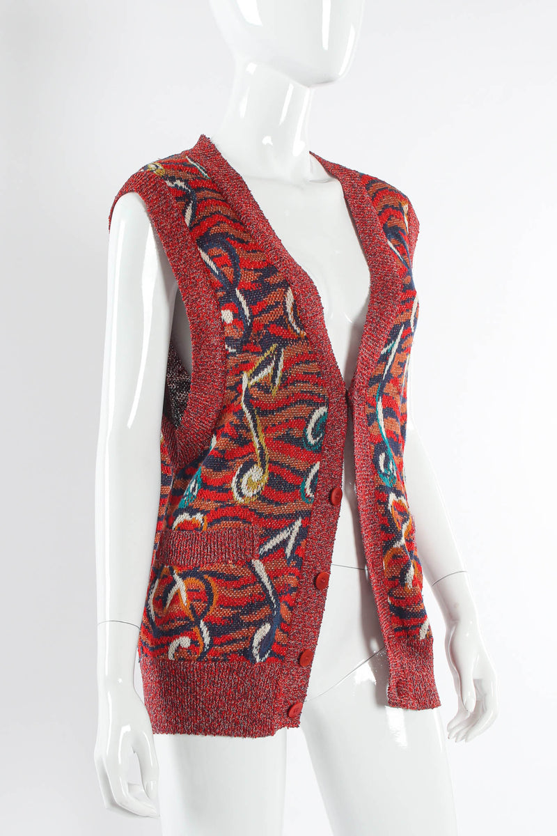 Vintage Missoni Musical Notes Print Knit Vest mannequin angle @ Recess LA