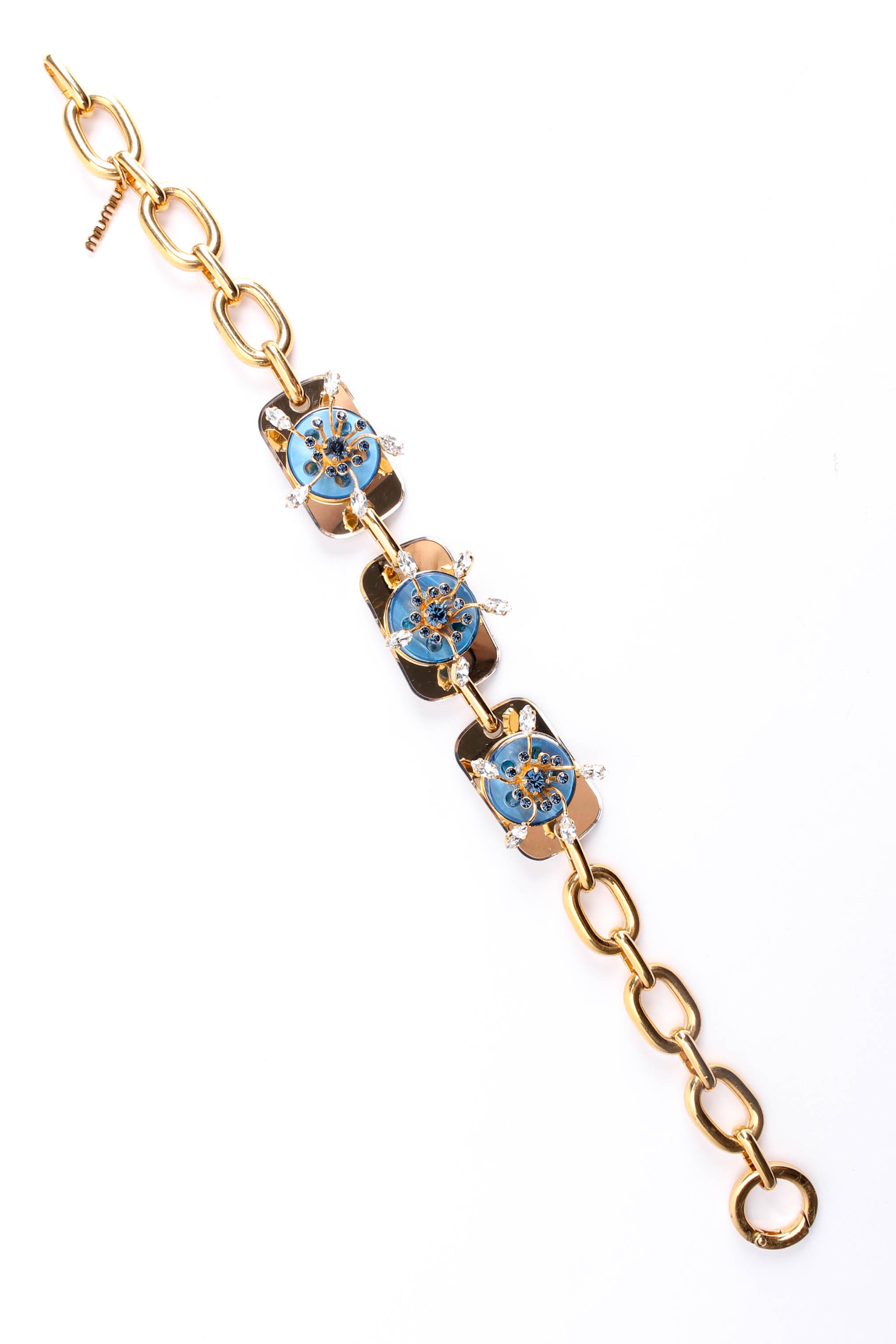 Vintage Miu Miu Jeweled Floral Blossom Necklace front flat  @ Recess LA