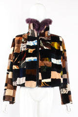 Vintage Moda Martani Patchwork Fur Collar Jacket on Mannequin front collar at Recess Los Angeles