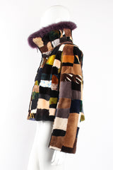 Vintage Moda Martani Patchwork Fur Collar Jacket on Mannequin side at Recess Los Angeles