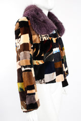 Vintage Moda Martani Patchwork Fur Collar Jacket on Mannequin angle crop at Recess Los Angeles