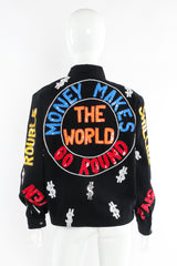 Vintage Modi World Currency Sequin Denim Jacket mannequin back @ Recess LA