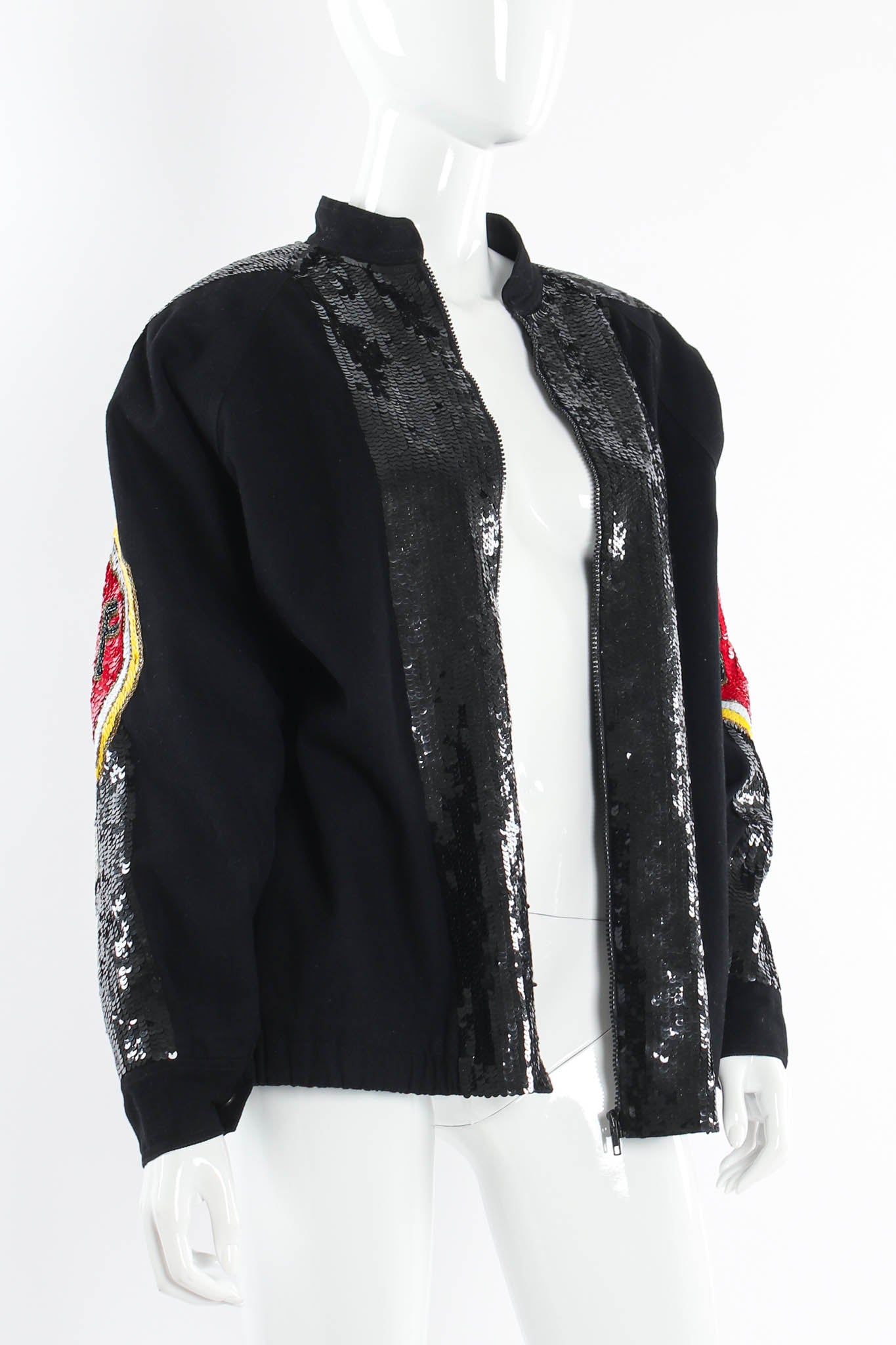 Vintage Modi Sequin Traffic Sign Jacket unzipped @ Recess Los Angeles