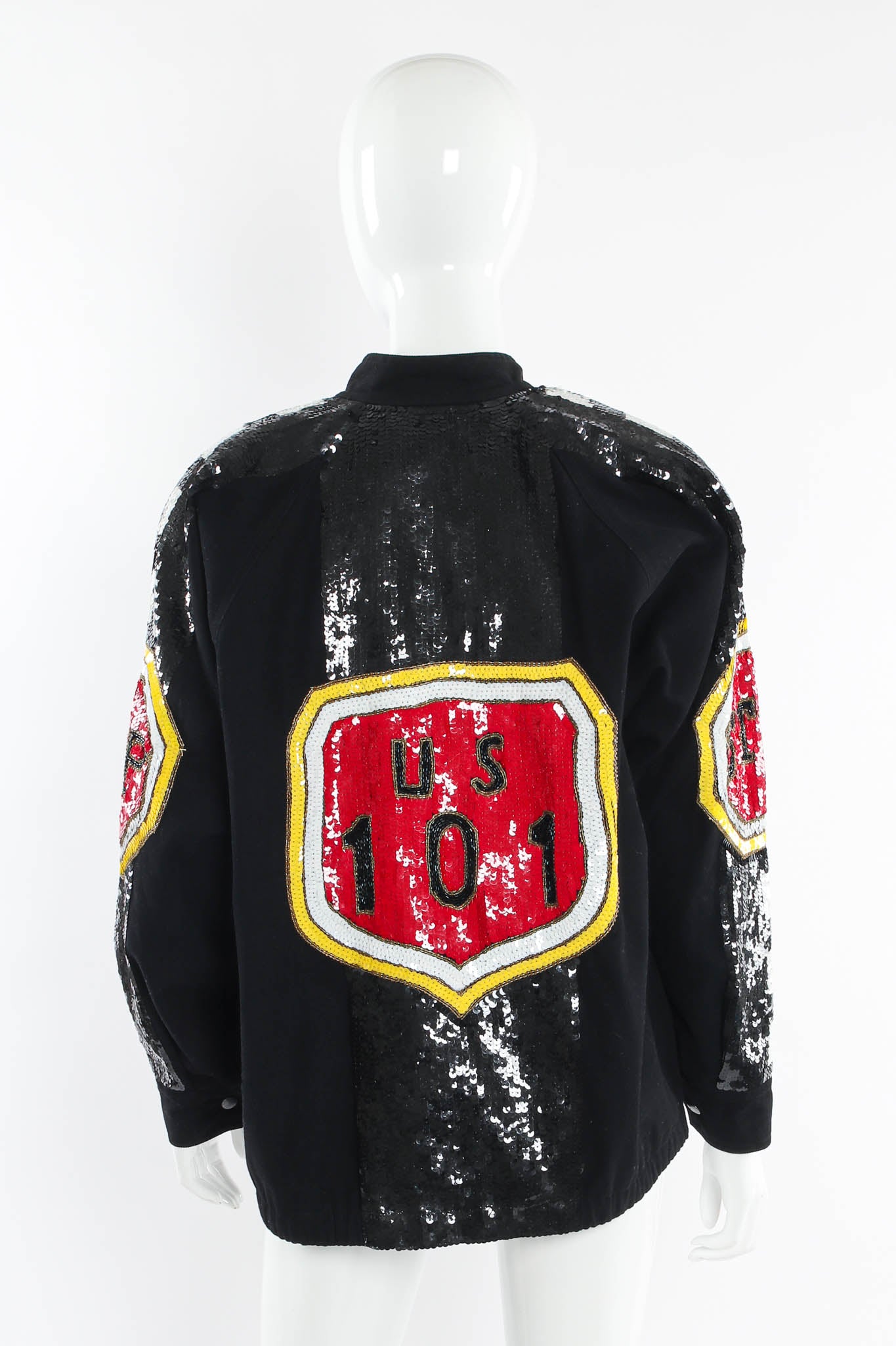 Vintage Modi Sequin Traffic Sign Jacket mannequin back @ Recess Los Angeles