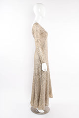 Vintage Zebrawood Sequined Metallic Midi Dress on mannequin side at Recess Los Angeles