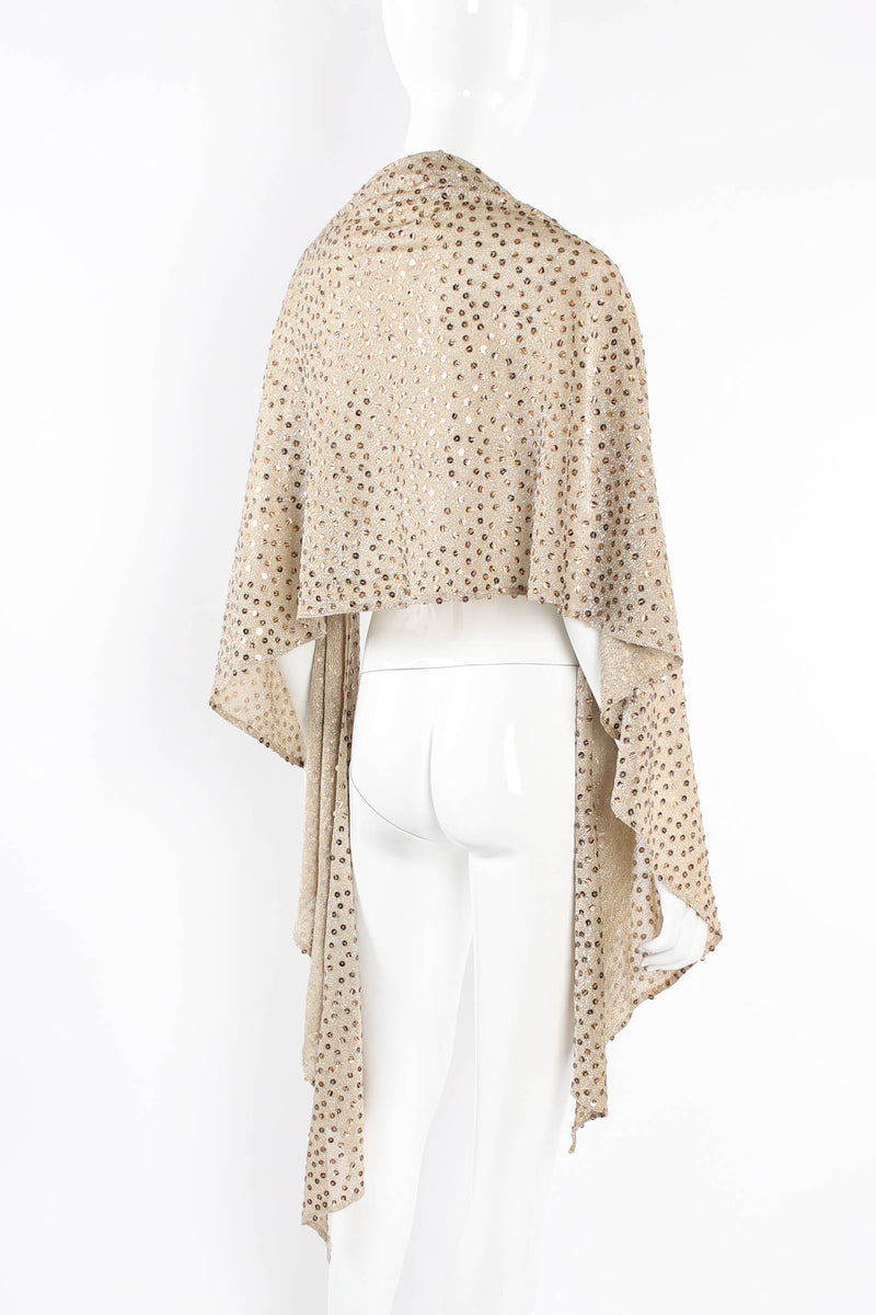 Vintage Mollie Parnis Zebrawood Sequined Metallic Shawl on mannequin back at Recess LA