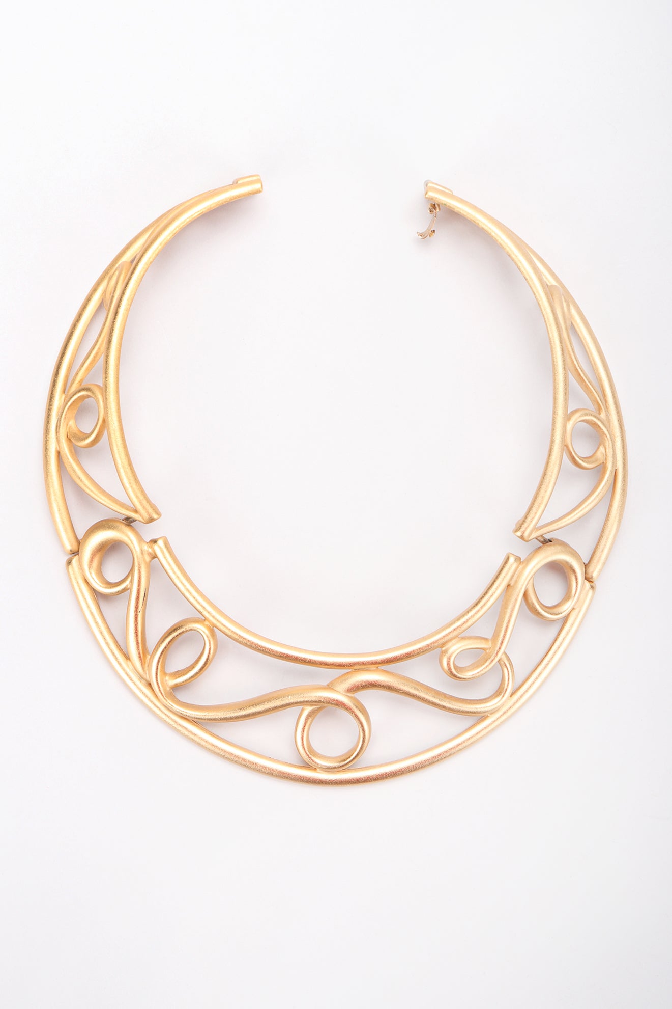 Recess Designer Consignment Vintage Monet Brushed Swirl Cage Collar Costume Jewelry Los Angeles resale