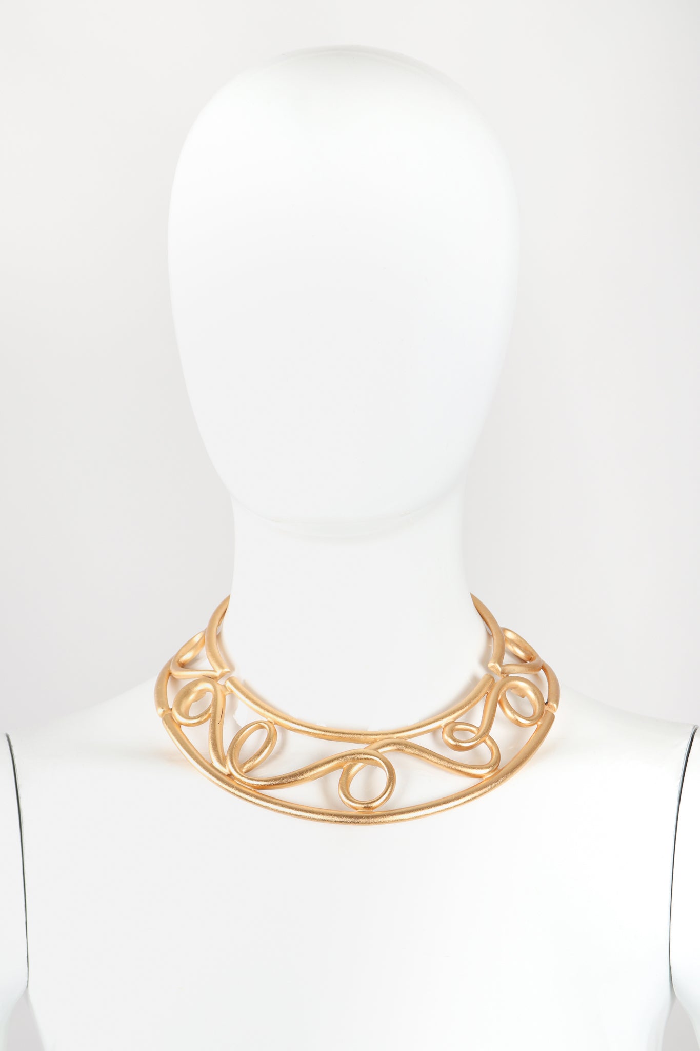 Recess Designer Consignment Vintage Monet Brushed Swirl Cage Collar Costume Jewelry Los Angeles resale