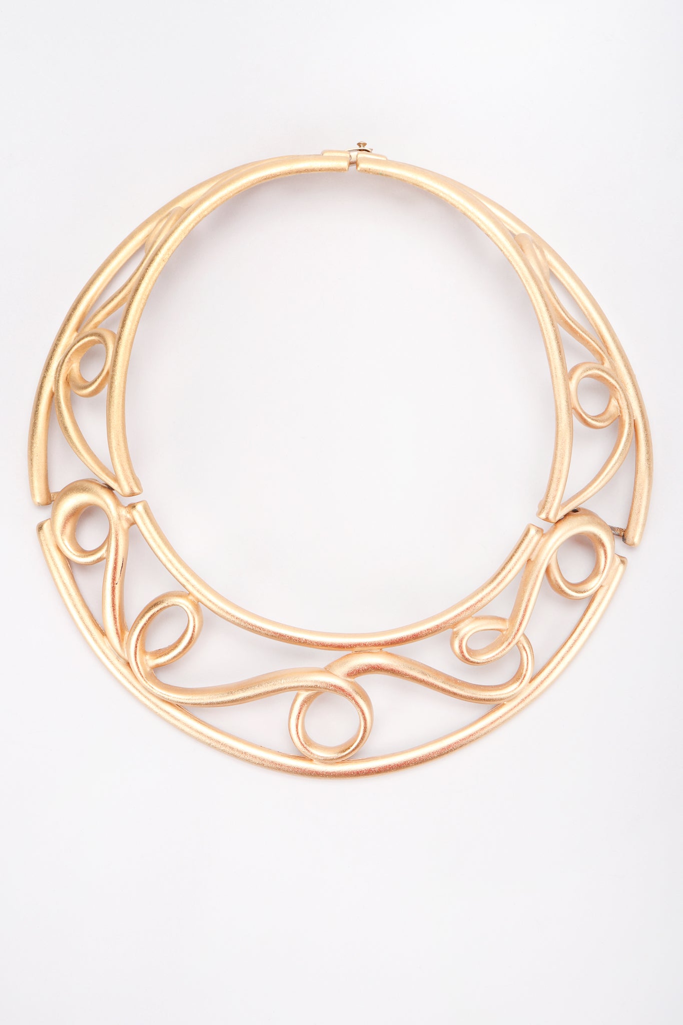 Recess Designer Consignment Vintage Monet Brushed Swirl Cage Collar Costume Jewelry Los Angeles resale