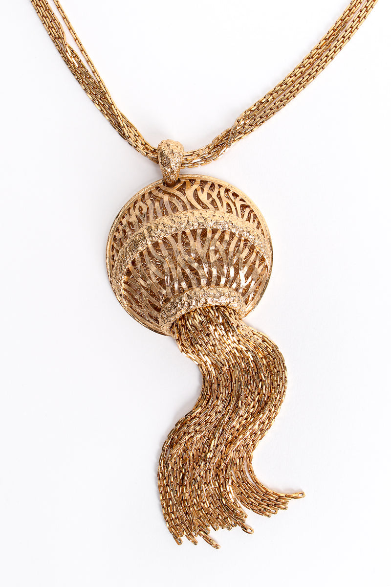 Vintage Monet Golden Jellyfish Tassel Pendant detail at Recess Los Angeles