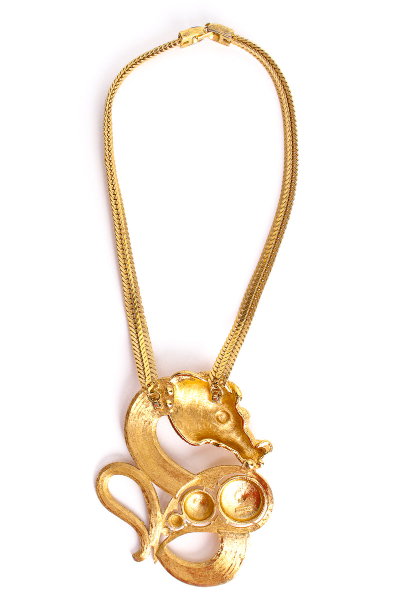 Vintage Monet Mythic Seahorse Collar Necklace backside at Recess Los Angeles