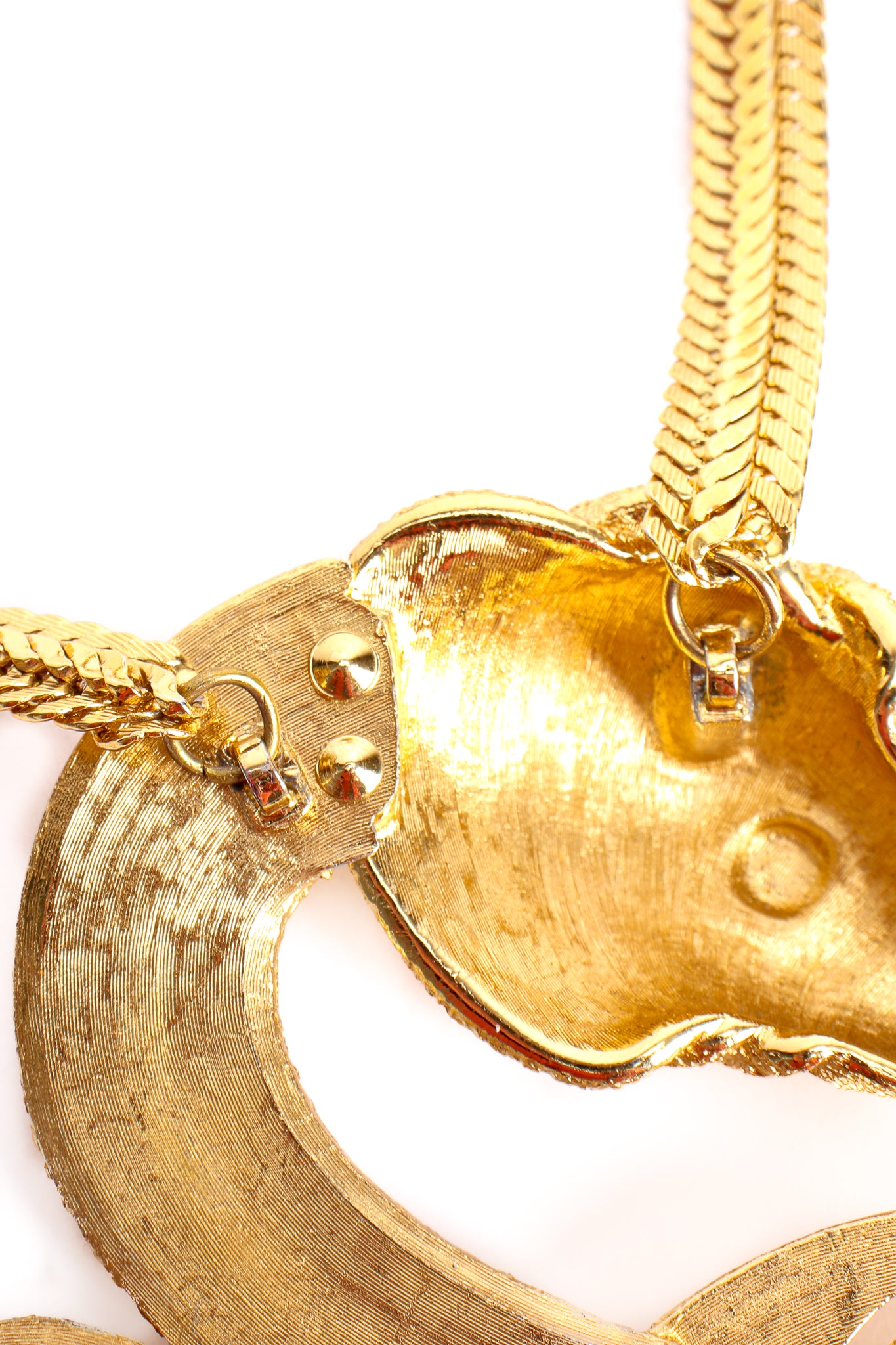 Vintage Monet Mythic Seahorse Collar Necklace backside connector at Recess Los Angeles