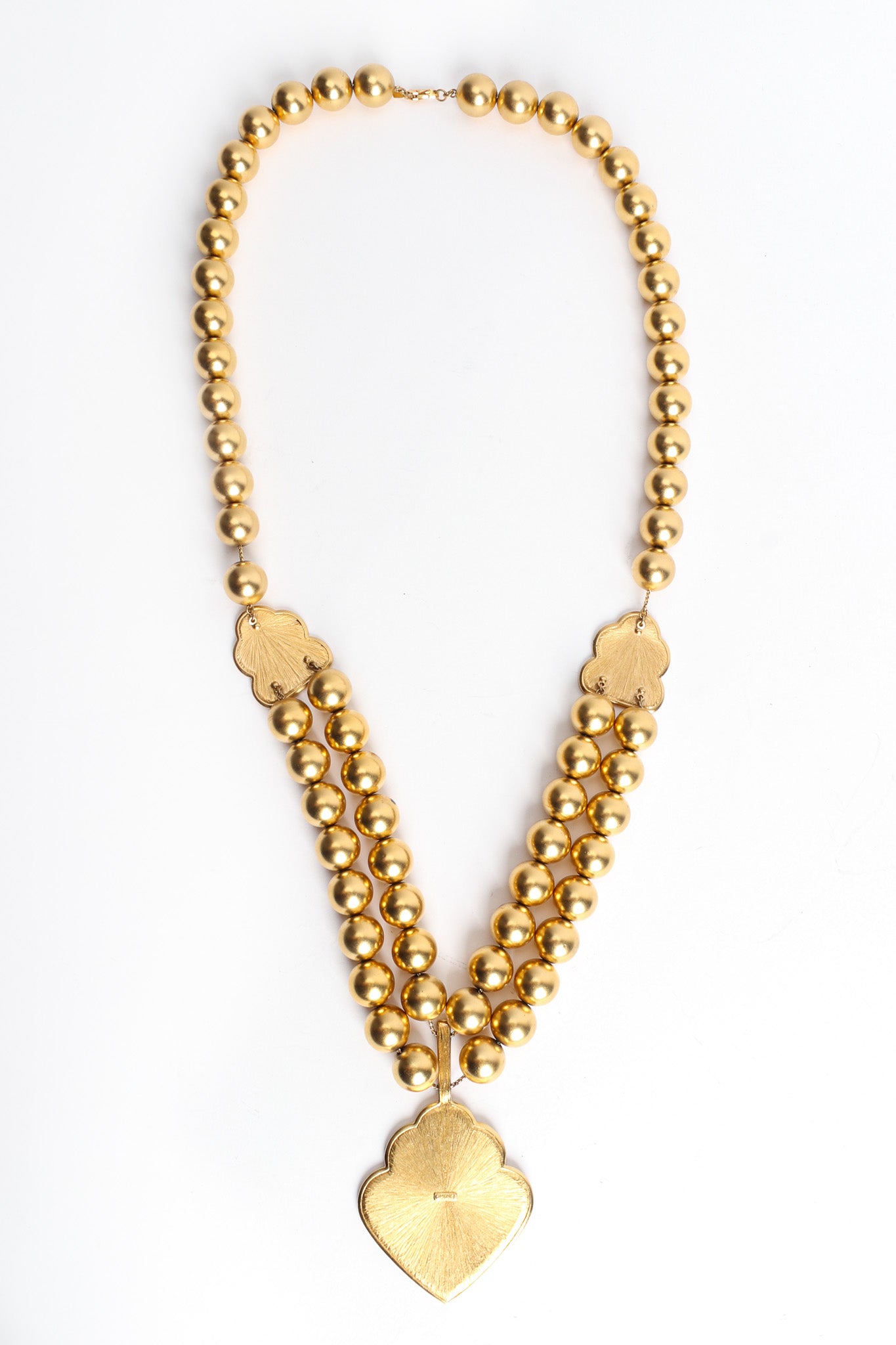 Vintage Monet Leaf Pendant Beaded Necklace back @ Recess LA