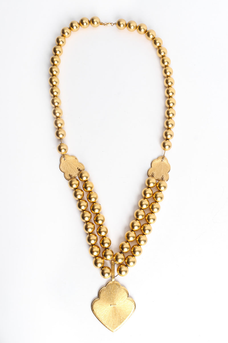 Vintage Monet Leaf Pendant Beaded Necklace back @ Recess LA