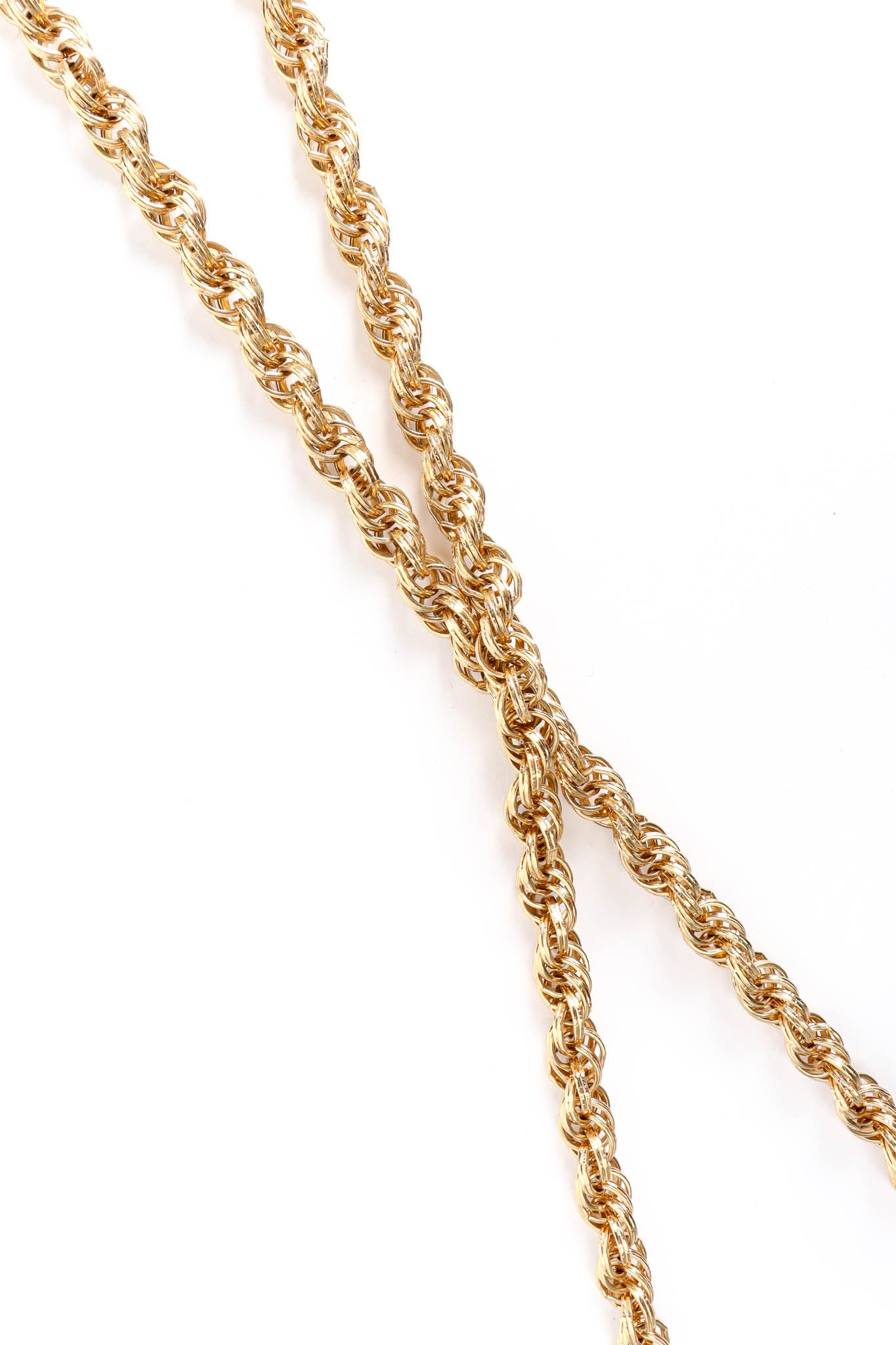 Vintage Monet Metal Twist Tassel Wrap Lariat chain close @ Recess Los Angeles