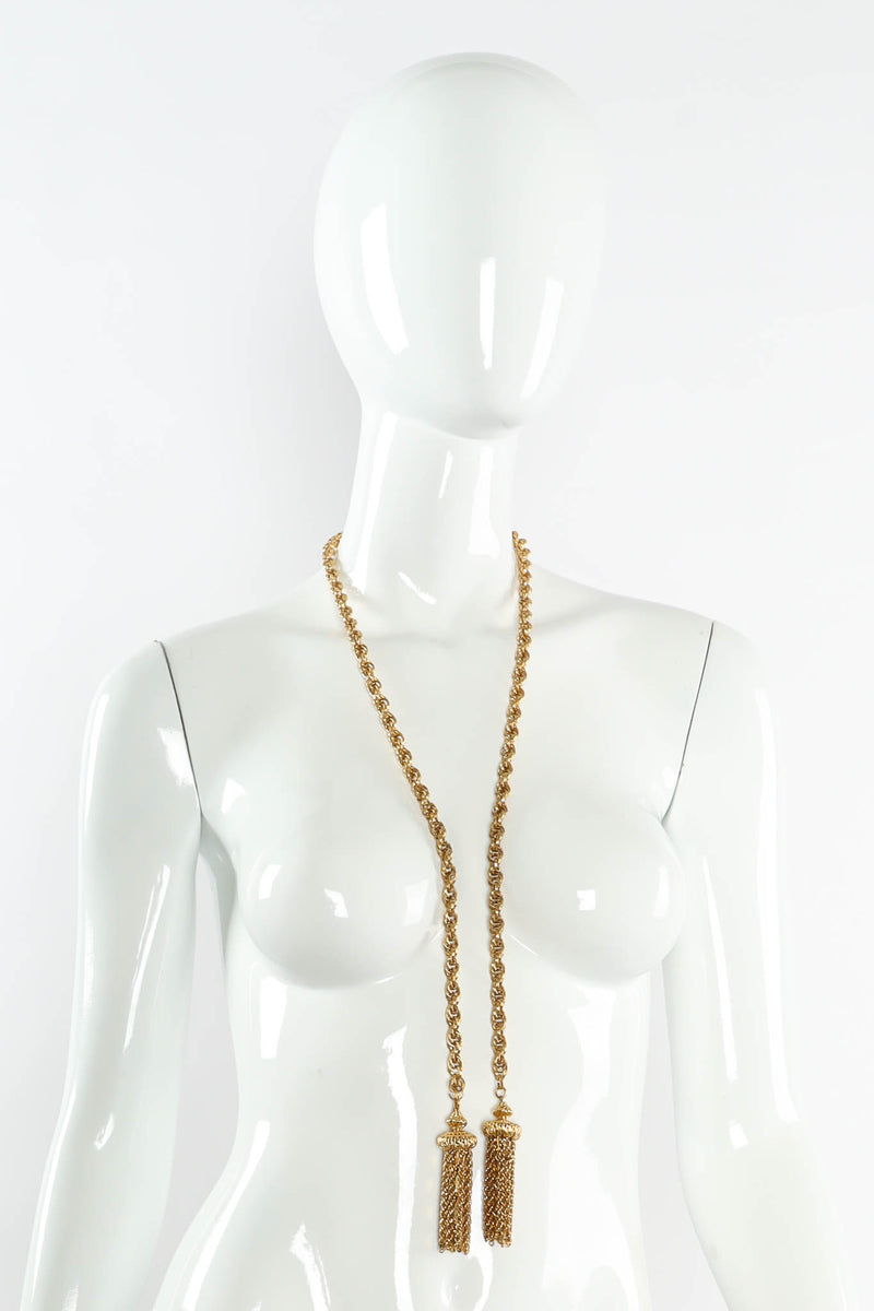 Vintage Monet Metal Twist Tassel Wrap Lariat open ended mannequin @ Recess Los Angeles