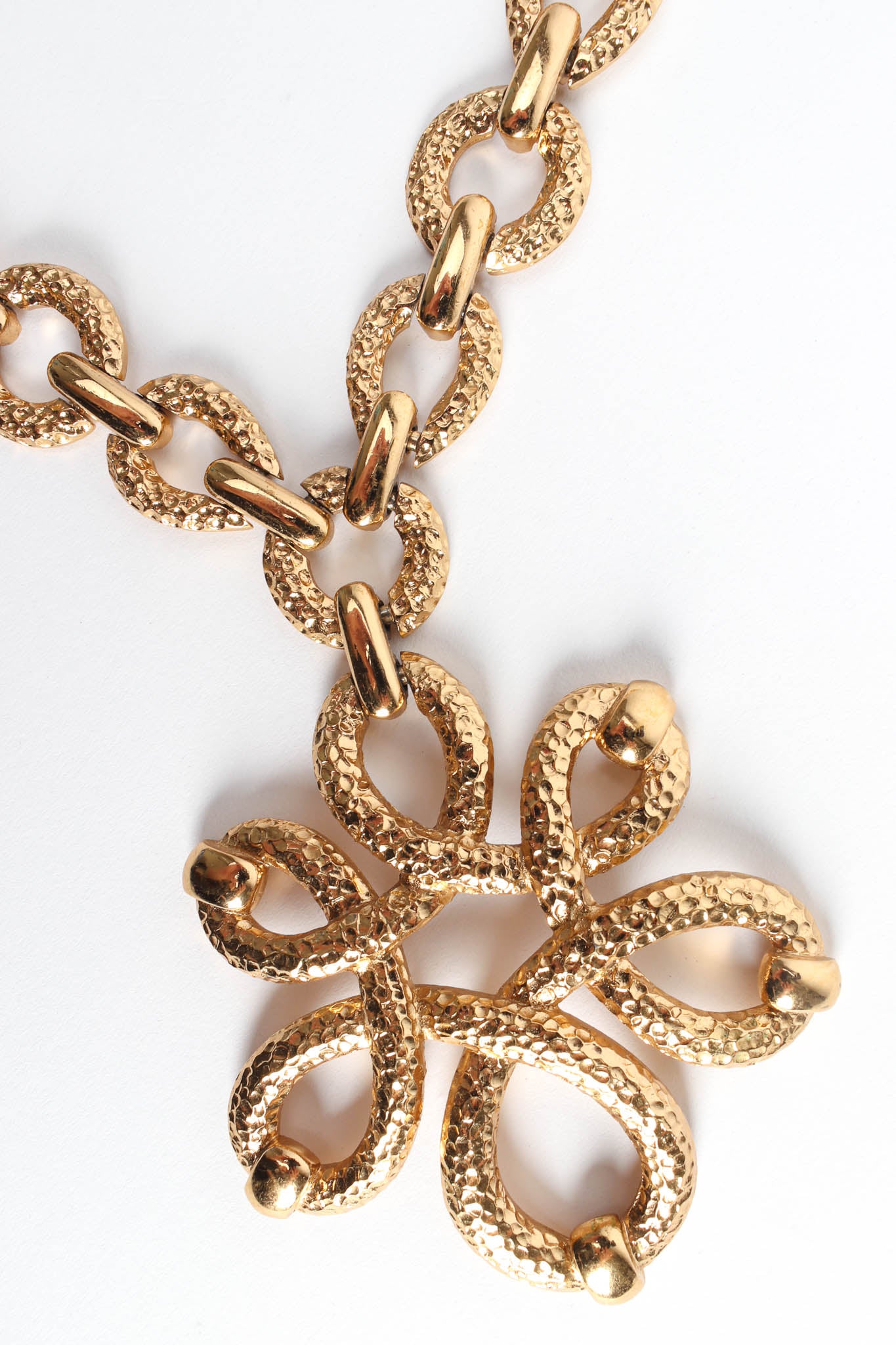 Vintage Monet Floral Knot Pendant Necklace pendant close @ Recess Los Angeles