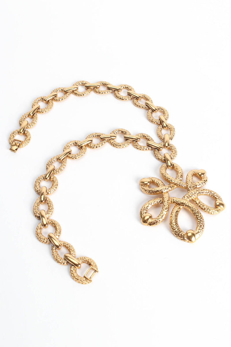 Vintage Monet Floral Knot Pendant Necklace front flat kay @ Recess Los Angeles